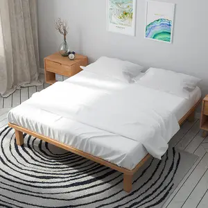 Cama de madeira sólida clássica, cama de madeira sólida com suporte para king size 1.8m