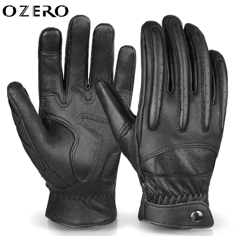 Sarung tangan kulit asli Zero Guantes De Carreras, sarung tangan petualangan klasik sepeda motor mobil balap berkendara pengendara sepeda motor