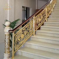 Luxuriöses Geschnitztes Aluminium-Messing-Geländer Modernes Design Bodenmontiert für Treppen und Balkon Balustrade