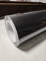 Vinilo Adhesivo PET con Efecto Carbono 6D Negro, Rollo de Vinilo para Automóviles