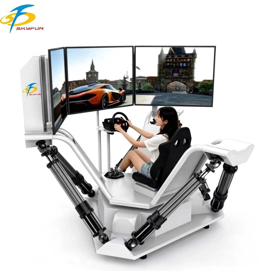 Skyfun Single Racing Game Machine 6 DOF Metal Equipment 9D VR 3 Screen Guangdong for Indoor Virtual Reality Center for FECs