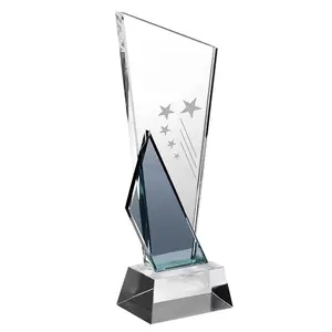 โลโก้ที่กําหนดเองส่วนบุคคลคุณภาพสูง K9 Crystal Trophy ถ้วยรางวัลคริสตัลฐานเปล่า