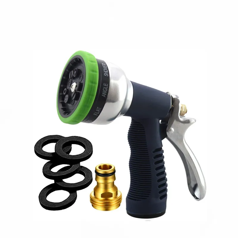 Garden Hose Nozzle, Heavy Duty High Pressure Hose Spray Gun with 9 Adjustable Patterns Rear Trigger Design Water Hose Nozzle