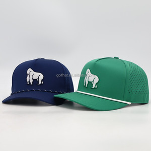 Custom High Quality Polyesters Embroidered Logo 5 Panel Baseball Caps Performance Sport Rope Golf Snapback Hat - Product Image 3