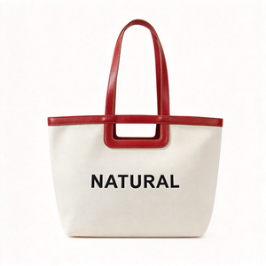 Bolsa de Lona de Alta Calidad para Mujer, Grande, Informal, con Colores en Contraste, Dos Asas de Hombro, Cierre de Broches, Forro de Poliéster - Product Image 1
