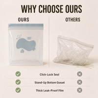 Sac alimentaire personnalisé sans BPA en PE avec soufflet de fond en matériau de qualité alimentaire et fermeture éclair Click-Lock