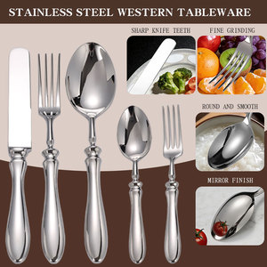 Juego de Cubiertos de Lujo de Acero Inoxidable 304 con Mango Forjado de Alta Resistencia, Cuchara y Tenedor, Estilo Occidental, para Bodas y Hoteles - Product Image 6