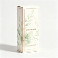 Boîte de soin de la peau personnalisée avec logo, motif botanique vert aquarelle ivoire, cadre or rose, carton pliable sur mesure, emballage en gros
