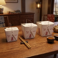 Boîtes alimentaires en papier de style asiatique avec poignée pliable, contenants jetables pour dim sum et raviolis