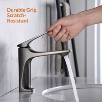 Robinet de lavabo allemand EIOIOL gris bronze, style crème, pour salle de bain, usage domestique, eau chaude et froide, céramique de luxe léger