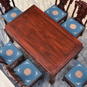 Mesa Larga Rectangular Multifuncional de Madera Sólida de Dalbergia de Hoja Ancha con Diseño Chino de Caoba y Ramas de Ácido Negro Indonesio - Product Image 1