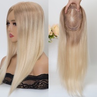 Double Drawn Ombre Blonde 5*6.5 Mono Toppers PE57 16 "a Range 130% Densité Respirant Durable Can Free Part