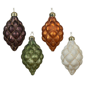 Custom Christmas Glass Chain Ball Ornament UV Printed Hanging Decoration for Xmas Tree