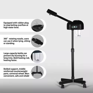 Máy xông mặt chuyên nghiệp màu đen, có bánh xe, tạo hơi nước nóng, tích hợp ozone, dùng cho chăm sóc da, spa và salon làm đẹp - Product Image 3