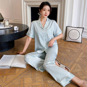 <span class=keywords><strong>Pigiama</strong></span> da donna con ricamo in seta Nightwear a maniche corte coppia tinta unita luna di miele da <span class=keywords><strong>uomo</strong></span> pigiami in raso <span class=keywords><strong>taglie</strong></span> <span class=keywords><strong>forti</strong></span> - Product Image 5