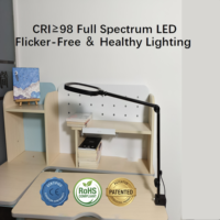 Lampe de bureau contemporaine à clipser, en métal, pliable, éclairage réglable haut/bas, gradation tactile, 95 CRI, AC, pour bureau, chambre, salle d'étude