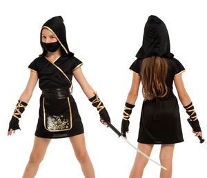 <span class=keywords><strong>Disfraz</strong></span> de Cosplay para Niñas, Personajes de Películas y Series de Televisión, <span class=keywords><strong>Ninja</strong></span> Negro y Dorado, Poliéster, para Fiestas de Halloween - Product Image 1