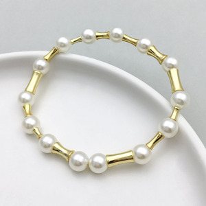 ลูกปัดทองแดงชุบทองเงินรูปทรงไม้ไผ่ขนาดกลางสำหรับทำเครื่องประดับ DIY - Product Image 4