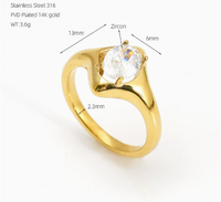 Cincin Tertutup Baja Tahan Karat 316 Lapis Emas 18K Bertabur Zirkon, Gaya Mewah Ringan Ala Eropa Amerika, Laris Manis, Tidak Luntur