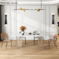 Nordic Clear Acrylic Base Esstisch Minimalisti scher 8-Sitzer Moderner Luxus-Esstisch aus weißem Sinter stein