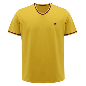 Camicia in cotone 100% Pima per uomo tecnica di ricamo t-shirt con Logo personalizzato t-shirt con scollo a V abbinata a 2 toni - Product Image 4