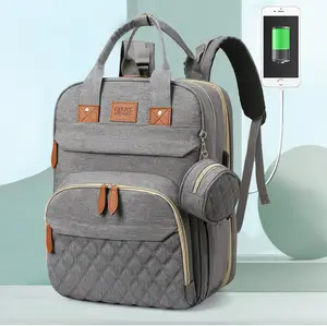 Multi-Function Baby Waterproof New Fashion Nappy Portable With USB Logo Custom Mummy Diaper Bag Backpack
