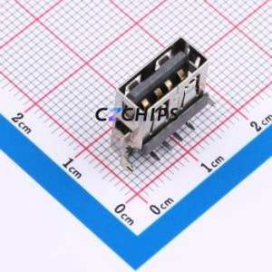 XUBF-0523-0439 USB Connector Bent Lead Through Hole Connector Type-A USB 2.0 Female Right Angle Insert - Product Image 1