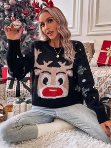Personnalisé Hiver Unisexe Renne Jacquard Conception <span class=keywords><strong>Pull</strong></span>-over Tricoté <span class=keywords><strong>Pull</strong></span> Drôle Moche <span class=keywords><strong>Pull</strong></span> De Noël - Product Image 5