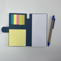 Lot de blocs-notes adhésifs promotionnels en papier cartonné souple 3x6 pouces avec logo personnalisé et stylo bleu pour entreprises – Vente en gros