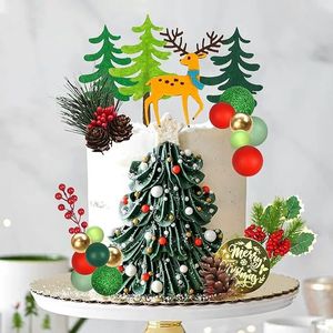 ชุดตกแต่งเค้กคริสต์มาส22ชิ้นพร้อมกวางเรนเดียร์และต้นสนสำหรับวั<span class=keywords><strong>น</strong></span>หยุดฤดูห<span class=keywords><strong>น</strong></span>าวคัพเค้กท็อปเปอร์ตกแต่งโต๊ะของหวา<span class=keywords><strong>น</strong></span>แบบทำมือ - Product Image 4