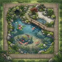 Tapis de jeu Mahjong Zen Garden Koi Pond 31,5 pouces, paysage serein, imperméable, pliable, pour table de Mahjong américain