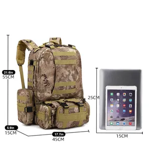 55L Large Capacity Men's Outdoor Hiking Backpack Waterproof Tactical Camouflage Combination Backpack