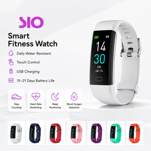 Bracelet intelligent avec écran tactile, podomètre, moniteur de fréquence cardiaque, tension artérielle, oxygène sanguin, suivi du sommeil, charge USB, autonomie de 15 à 21 jours - Product Image 1