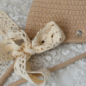 Bolso tipo cubo, bolso bandolera de algodón tejido con paja, bolso de hombro, bolso versátil para mujer, bolso de playa, forma de corazón simple, mini y - Product Image 4