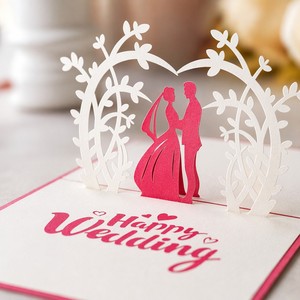Tarjeta de felicitación emergente personalizada para boda, tarjeta de invitación de papel con forma de corazón, regalo personalizado para novios - Product Image 4