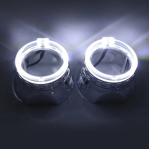 2.5 Inch Lens <b>Projector</b> Silver Shroud With LED Angel Eyes White Car Accessories Led Lens Cover - Product Image 2