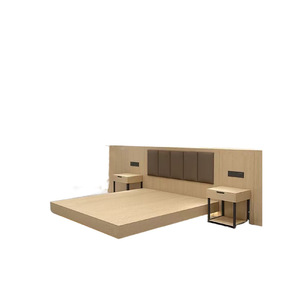 Juego completo de muebles de dormitorio de hotel cama de madera doble individual tamaño queen personalizada de bajo presupuesto con cabecero armario y mesita de noche - Product Image 6