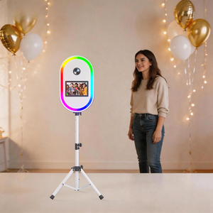 Photomaton <span class=keywords><strong>de</strong></span> pointe léger avec écran tactile 10,1 pouces, trépied et éclairage LED RGB contrôlé par <span class=keywords><strong>application</strong></span> pour événements - Product Image 1