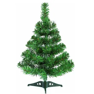 Mini árbol de Navidad con soporte de plástico, 2 pies, 60 cm, pequeño árbol de Navidad artificial