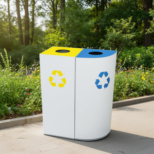 Bidone per Riciclaggio Quadrato 65 L Giallo Blu a Doppio Scomparto - Product Image 3