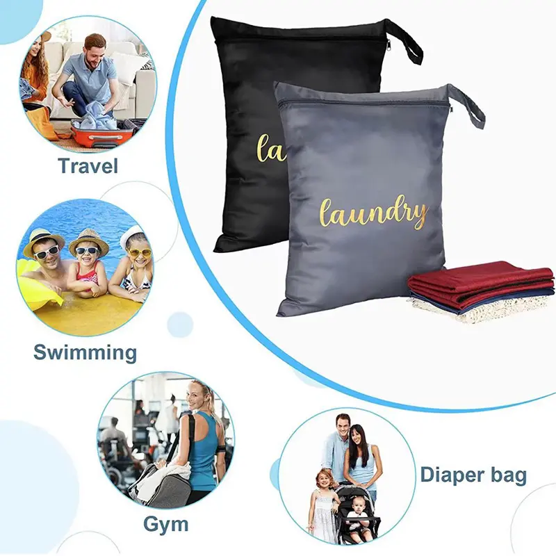 Hot Sell Hersteller Dirty Clothes Bag Wasserdichte Wet Travelling Gym Bestickte Dessous Reiß verschluss Wäsche sack