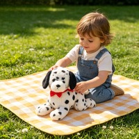 Peluche réaliste chiot doux et moelleux, jouet en peluche mignon et câlin, chien en peluche blanc à poils bouclés, jouet en peluche chien Kawaii