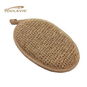 Éponge de loofah naturelle et écologique avec corde en coton, forme ovale, exfoliant pour le corps - Product Image 2