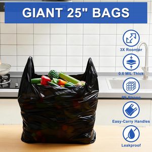 <b>Extra</b> <b>Large</b> Heavy Duty Reusable Plastic T-Shirt Shopping Bags with Handles for Retail, Grocery, Restaurant and Business Use - Product Image 4
