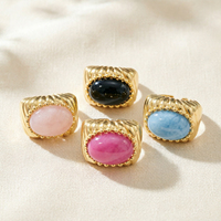 18K Vergoldete Modische Ringe mit Bunten Harzsteinen, Vintage Breiter Statement-Ring, Chunky-Ring für Damen, Partygeschenk, Großhandel, Individuell Anpassbar