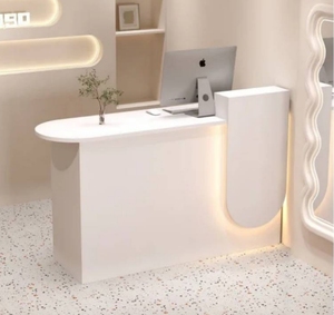 Mostrador de Recepción Moderno y Minimalista de Madera y Metal para Salón de Belleza, Bar o Tienda, con Color Personalizado - Product Image 1