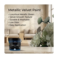 Revêtement liquide acrylique à base d'eau avec mica naturel nacré velours chatoyant, lavable 8000+ cycles, pour application au pinceau, zéro COV