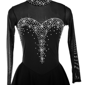 Robe de Skate pour <span class=keywords><strong>femme</strong></span>, cuissard de mode, tissu élastique fait à la main, dos nu, avec strass brillants, couleur noire - Product Image 3
