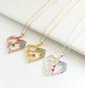 Loveher bijoux luxe mode <span class=keywords><strong>dauphin</strong></span> pierre de naissance nom <span class=keywords><strong>collier</strong></span> personnalisé coeur nom <span class=keywords><strong>collier</strong></span> 925 argent laiton pas facile à décolorer - Product Image 2