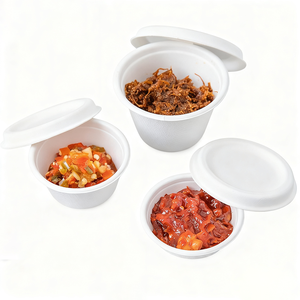 Coppette per Salse Ecologiche Monouso in Bagassa Rotonde da 1oz con Coperchio Adatte al <span class=keywords><strong>Microonde</strong></span> - Product Image 2